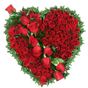 Corazón en 100 Rosas Rojas